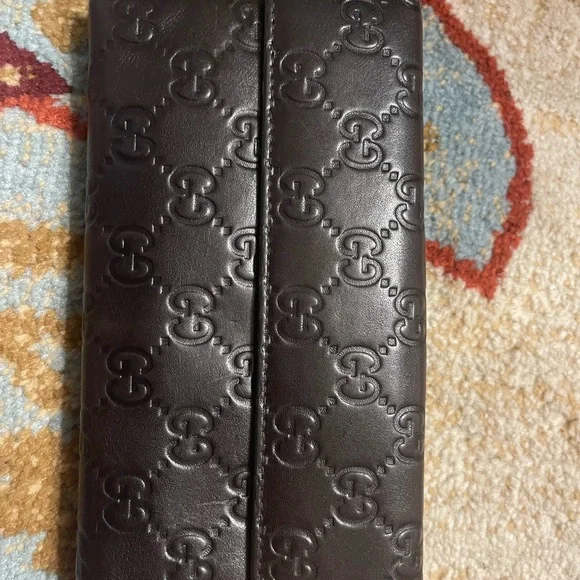 Authentic Gucci brown leather guccissima logo long around zip wallet - Picture 3 of 14